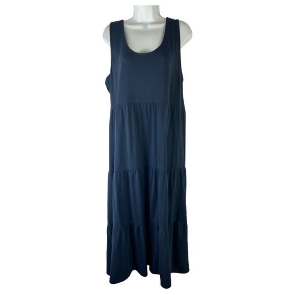 J. Crew Tiered Maxi Dress Navy Blue Cotton NWT sz L - Picture 1 of 9